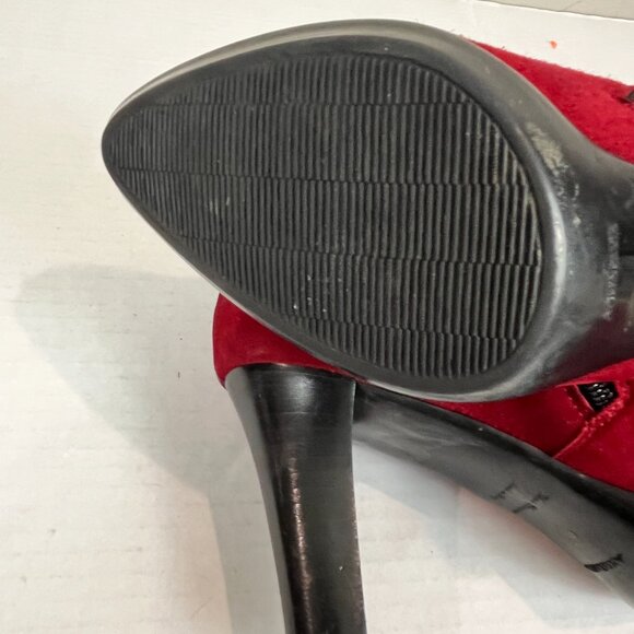 Women's Aquatalia Red Suede Heeled Bootie, Size 38.5 EU - Picture 5 of 15